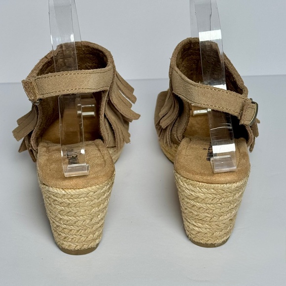 Minnetonka Ashley Soft Suede Peep-toe Taupe Wedge US 9 - Picture 8 of 9